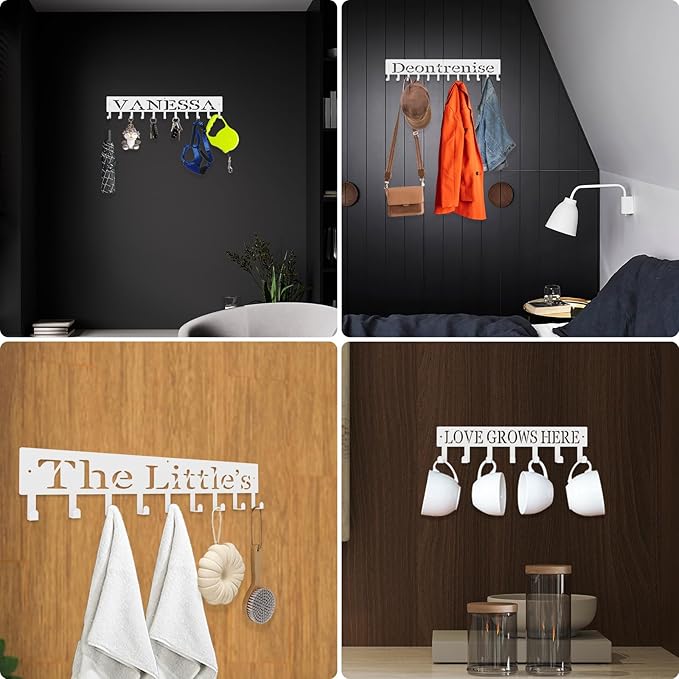 Personalized Metal Key Rack Hooks, Key Holder Wall Mounted Key Hooks, Name Theme Wall Decoration Hooks, Key Hanger Organizer for Living Room, Entryway, Bathroom, Office Decor(Middle) - Bloomnest