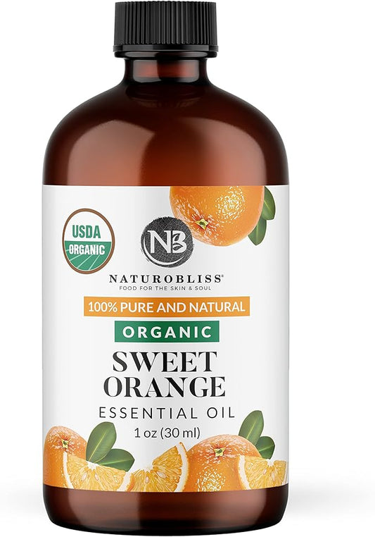 NaturoBliss Organic Sweet Orange Essential Oil, 100% Pure Therapeutic Grade, Premium Quality, 1 fl. Oz / 30 ml - Perfect for Aromatherapy and Relaxation - Bloomnest