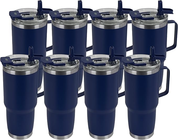 HASLE OUTFITTERS 30oz Tumbler Bulk with Handle, Insulated Travel Coffee Mug Set with Handle Leak-Proof Double Wall Stainless Steel Vacuum Tumblers Pack Metal Cup for Hot and Cold Drink - Bloomnest