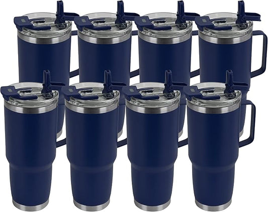 HASLE OUTFITTERS 30oz Tumbler Bulk with Handle, Insulated Travel Coffee Mug Set with Handle Leak-Proof Double Wall Stainless Steel Vacuum Tumblers Pack Metal Cup for Hot and Cold Drink - Bloomnest