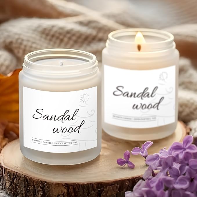 MOASITN Sandalwood Scented Candles for Home| Cedar,Sandalwood,Musk Scented Soy Candle| Handmade Longlasting Aromatherapy Candle| Jar Candel Gift for Women,Men for Spring,Birthday,Relaxing|7oz - Bloomnest