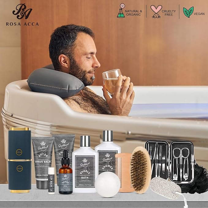 Valentines Day Gifts for Men, 14 Pieces Grooming Set, Hydrating Skin Care Set, Beard Kit Spa Set, Bath & Body Care Kit, Boyfriend, Dad, Anniversary Gifts, Birthday, Christmas, Father's Day - Bloomnest