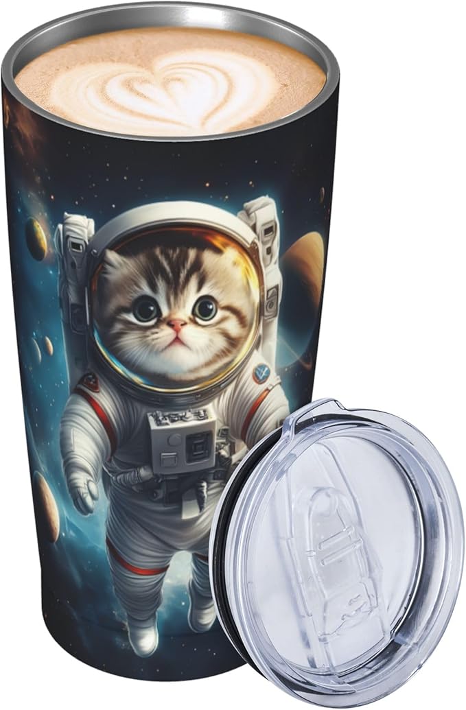 Cat Tumbler with Lid and Straw 20 oz Stainless Steel Cup Insulated Tumbler Coffee Mug for Home Office or Car Christmas Birthday Gifts - Bloomnest