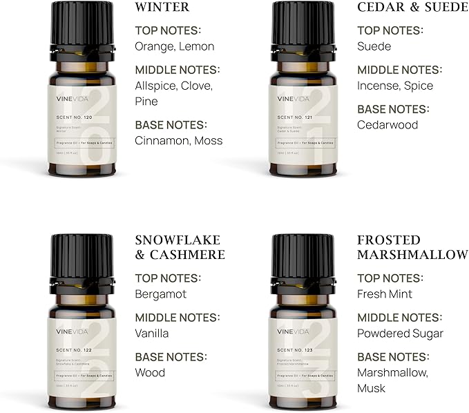 VINEVIDA [Set of 8] Winter Scents for Candle Making, Made in USA Candle Fragrance Oil, Soap Making Essential Oils, Diffuser Oil Scents - Bloomnest