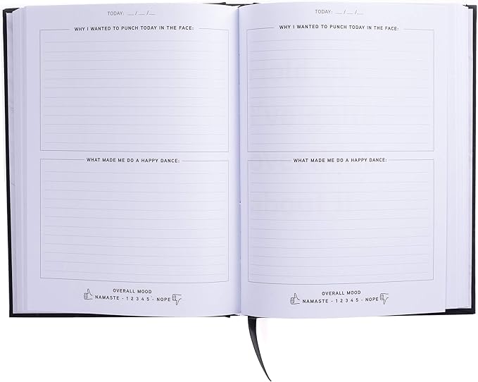 Graphique Self-Care Journal - Punch Today in the Face - 256 Pages - Weekly Quote & Daily Fill in Interiors - Hardbound Fabric Cover - Ribbon Marker (6" x 8") - Bloomnest