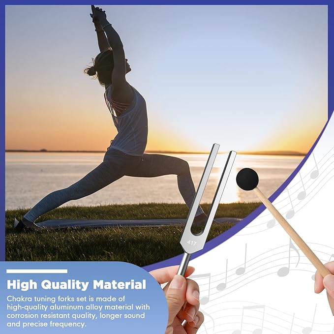 417 Hz Tuning Fork Set, Aluminum Alloy Tuning Fork for Healing, Chakra, Sound Therapy, Keep Body, Mind and Spirit in Perfect Harmony - Bloomnest