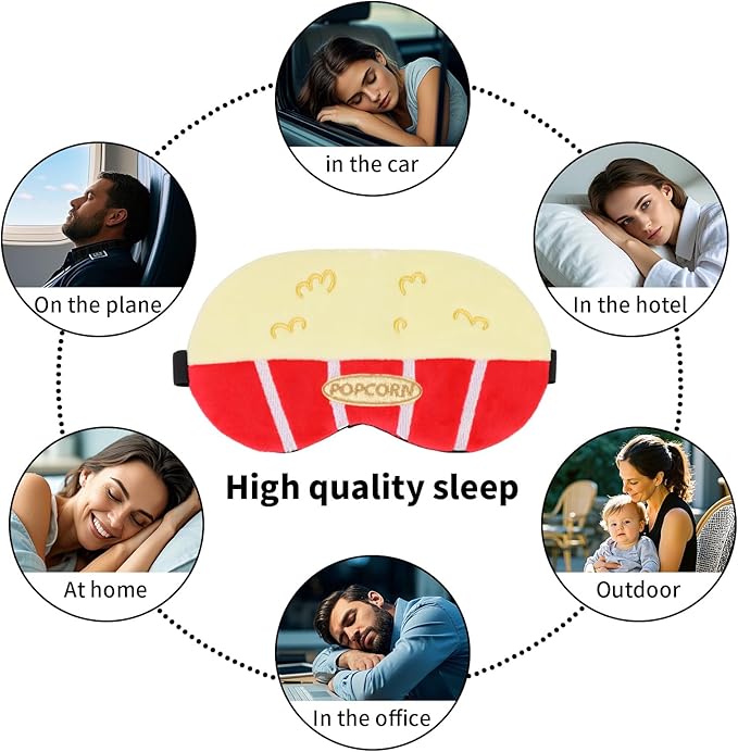 Cute Sleep Eye Masks for Kids, Kawaii Cartoon Kids Sleeping Mask for Women Boys Girls Teens, Soft Plush Adjustable Eyeshade Silk Travel Nap Eye Cover, Red Pop - Bloomnest