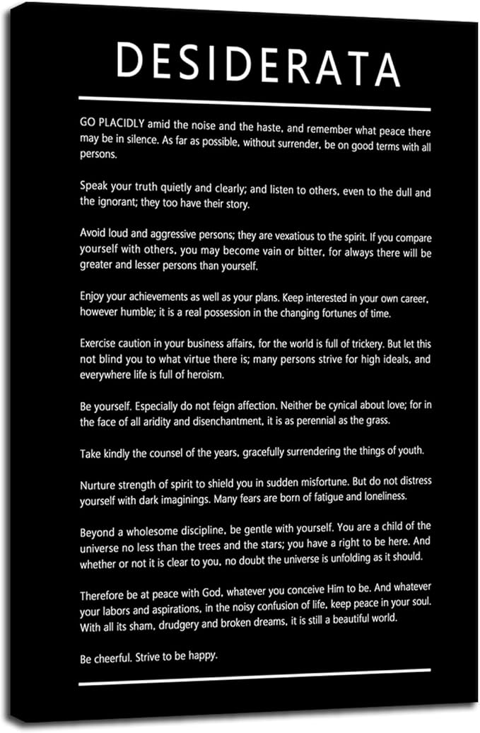 Motivational Canvas Wall Art for Office Desiderata Entrepreneur Quotes Inspirational Posters Picture Prints Canvas Modern Home Decor Painting Artwork Stretched and Framed Ready to Hang [24''W x 30''H] - Bloomnest
