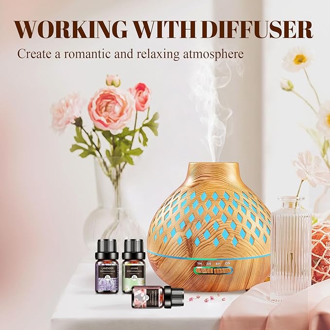 Floral Essential Oils Set - 6x10ML Fragrance Oil for Diffusers, Massage, Aromatherapy, Candle Making - Lavender, Rose, White Tea, Jasmine, Ylang-Ylang, Cherry Blossom Scented Oil - Bloomnest