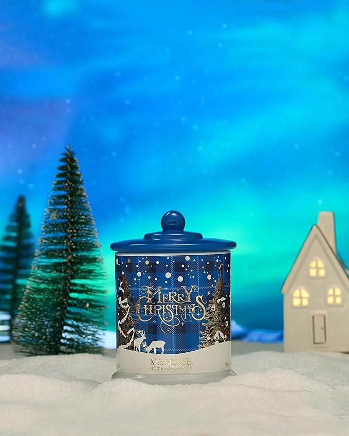 M&SENSE 2 Wick Winter Snowflake Scented Candle, Soy Wax Non Toxic Jar Candle,2 Wick 12.7oz 75 Hour Long Lasting Slow Burning,Christmas Candles, Christmas Home Decor - Bloomnest