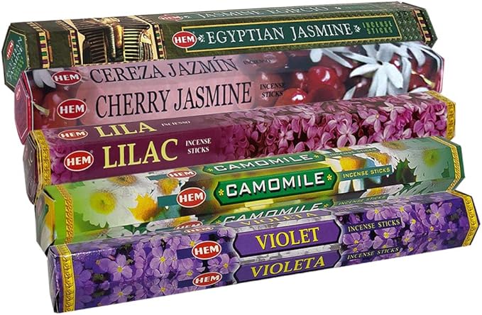 TRUMIRI Incense Sticks Variety Pack #13: 5 Fragrances (Egyptian Jasmine, Cherry Jasmine, Lilac, Camomile, Violet) - 100 Sticks (20 of Each) with Holder - Bloomnest