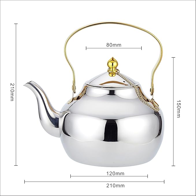 SANQIAHOME 1.6 Quart Stainless Steel Teapot With Infuser,Tea Kettle For Stove Top Minimalist Style