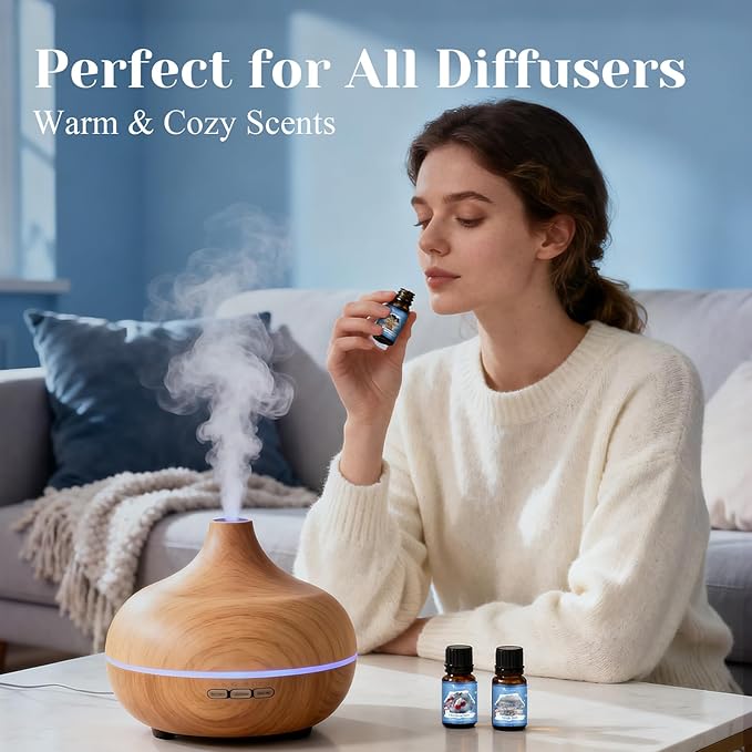 Winter Essential Oils Set, Premium Holiday Fragrance Oil for Diffusers, Scents for Candle & Soap Making,Hot Cocoa, Frosted Fir, Cashmere & Snowflakes and Sleigh Ride More 10x5ml,Aromatherapy Oils - Bloomnest