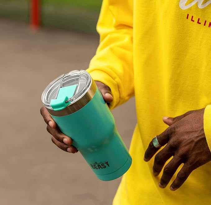 Beast 30 oz Tumbler Stainless Steel Vacuum Insulated Coffee Ice Cup Double Wall Travel Flask (Aquamarine Blue) - Bloomnest
