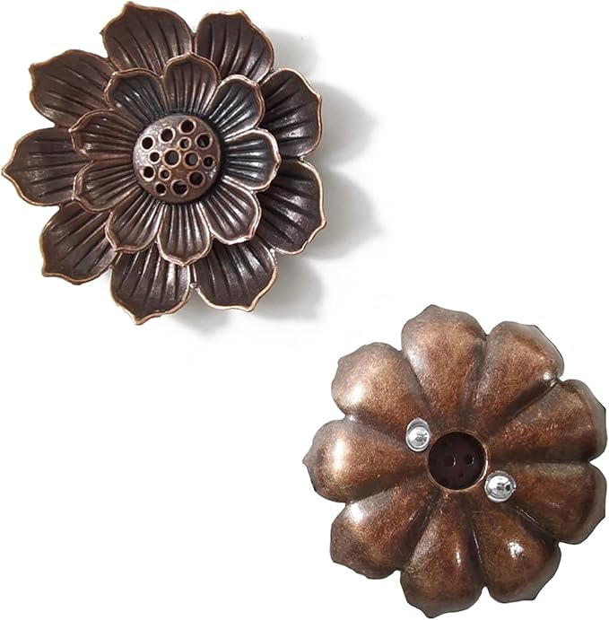 GXXMEI 8PCS Lotus Brass Stick Incense Burner Holder Incense Burner Cone Ash Catcher Home Fragrance Accessories