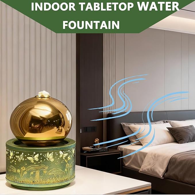 Tabletop Water Fountain Waterfall Fountain with Lights Automatic Pump - Automatic Pump, Home Kitchen Office Decoration Modern Design Style Blue - Bloomnest