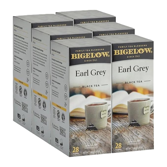 Bigelow Earl Grey Tea Bags 28-Count Boxes (Pack of 6) Black Tea Bags with Oil of Bergamot All Natural Gluten Free Rich in Antioxidants - Bloomnest
