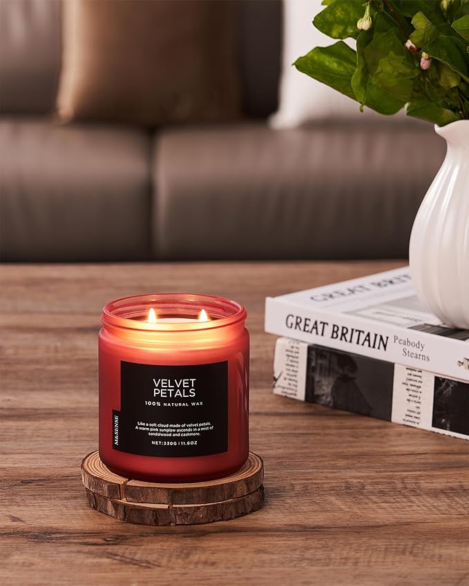 M&SENSE Sandalwood Floral Soy Candles for Home Scented, Organic Natural Soy Wax 11.6oz 70 Hour Long Lasting, Luxury Floral Scented Candle Gifts for Women - Bloomnest