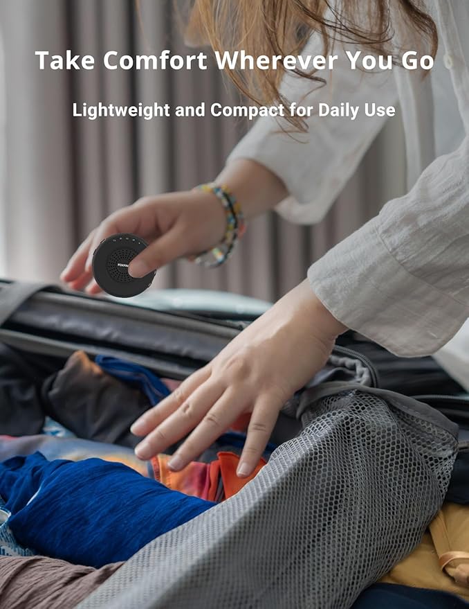 FOXFINE White Noise Machine, Portable Sound Machine with 36 Soothing Sounds, Focused Light, Timer, for Sleeping, Baby, Adults, Home & Travel, Black