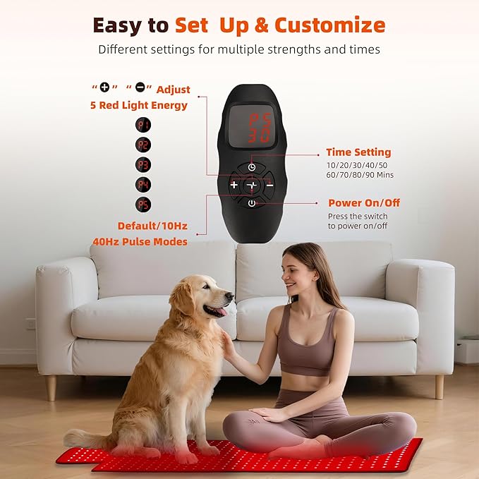 Red Light Therapy Mat for Body 42"x16", 480 LEDs Infrared Light Therapy Pad with Dual Wavelengths 660nm & 850nm for Back Shoulder Abdomen Area, Pulse Modes, Timer & Intensity Control MorespondBestRedLightTherapyMat