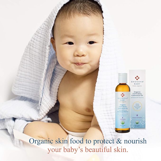 Shoosha Organic Calendula Oil French Lavender, for Babies, Real Calendula Oil, Calendula Massage Oil Moisturizer, Hypoallergenic, Gluten-Free, 100% Biodegradable - Bloomnest
