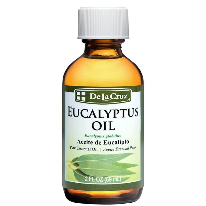 De La Cruz Eucalyptus Essential Oil, 100% Pure Steam Distilled Eucalyptus Globulus, Eucalyptus Oil, Eucalyptus Essential Oil for Diffuser, 2 FL OZ, Aromatherapy, Tree Oil (1 Bottle) DeLaCruz