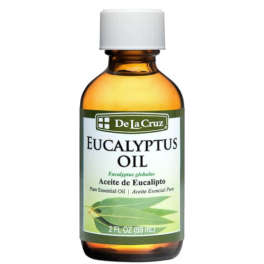 De La Cruz Eucalyptus Essential Oil, 100% Pure Steam Distilled Eucalyptus Globulus, Eucalyptus Oil, Eucalyptus Essential Oil for Diffuser, 2 FL OZ, Aromatherapy, Tree Oil (1 Bottle) DeLaCruz