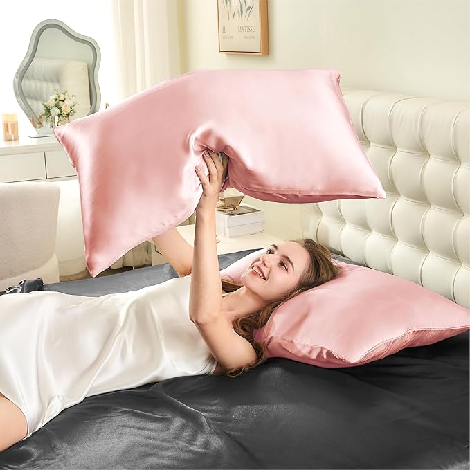 INFIIXSO Mulberry Silk Pillowcase for Hair and Skin, Silk Pillow Cases Queen Size with Hidden Zipper 20x30 Inches, Extraordinary Smooth and Soft Cooling Pillow Cases for Hot Sleepers(Coral, 1 Pack) - Bloomnest