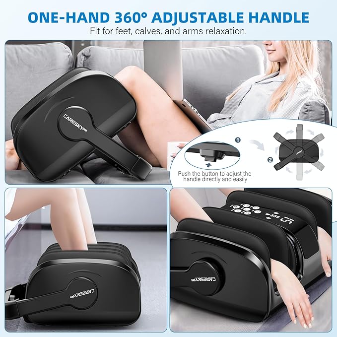 Foot Massager with Heat, 3 Heating Therapy 5 Intensity, Deep Kneading Rolling for Calf-Feet-Arm Circulation, Plantar Fasciitis and Pain Relief