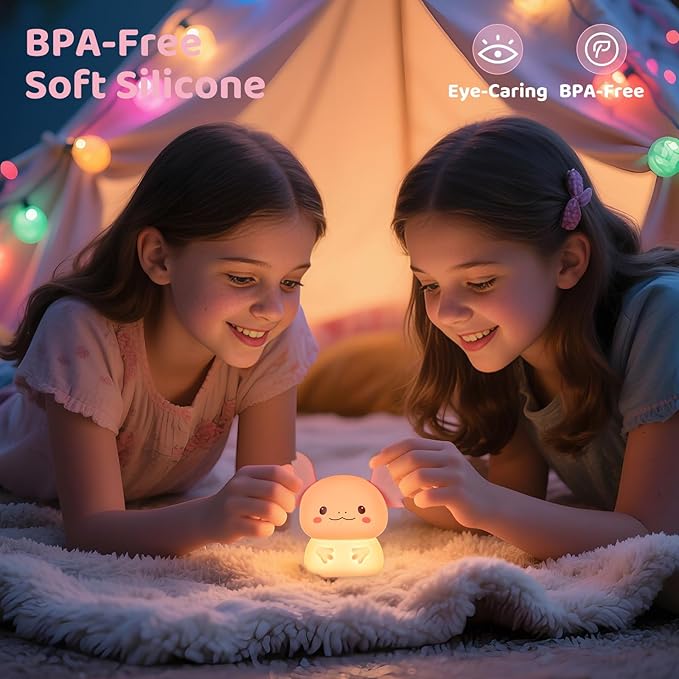 Axolotl Night Light for Kids, Rechargeable LED Silicone Lamp with 7 Colors Changing, Adjustable Brightness, Touch Control, Cute Room Decor, Bedside Nightlight, Birthday Gifts for Boys and Girls - Bloomnest