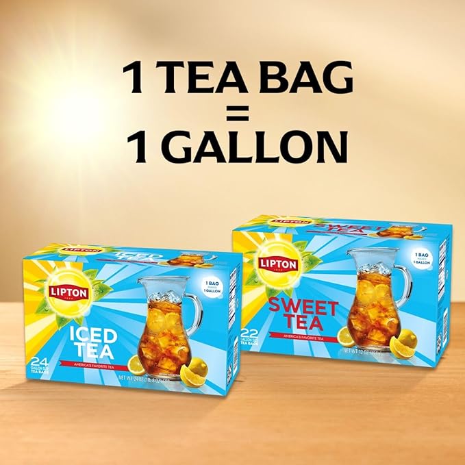 Lipton Unsweetened Iced Tea Bags, Gallon-Sized Zero Calories, 24 Total Tea Bags - Bloomnest