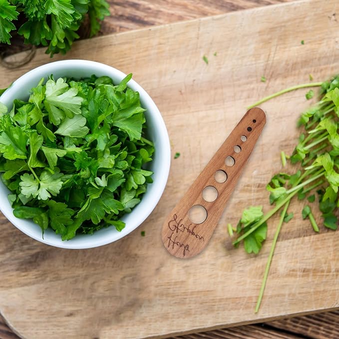 Pottery Herb Stripper Ceramic Herb Stripper Herb Stripping Tool Vegetable Leaf Remover 8 Different Apertures Suitable for Herbs Chef Gifts Cooking Housewives (Wooden) (Caramel)