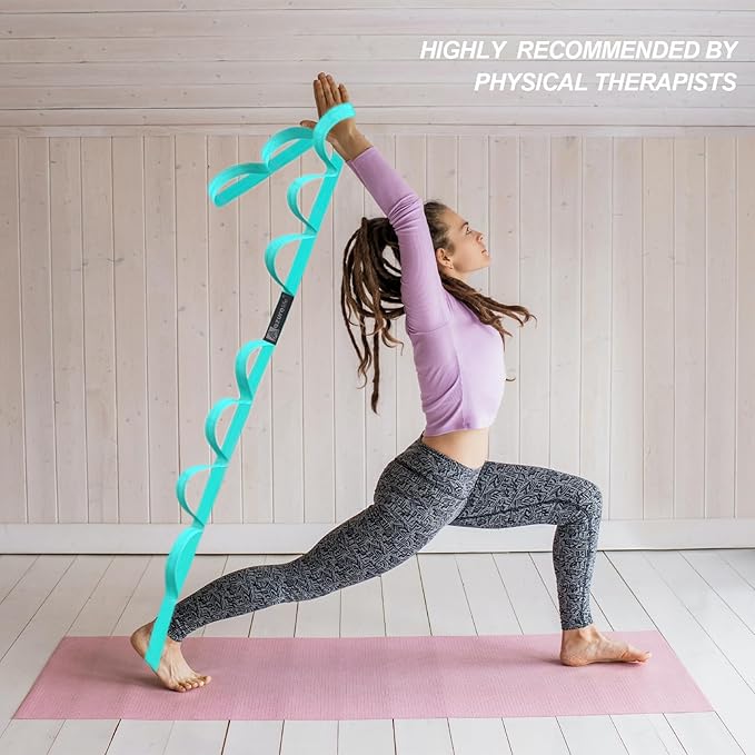 Premium Durable Stretch Straps with Loops, Stretching Strap for Physical Therapy, Multi-Loop Yoga Strap Fitness Exercise Strap for Yoga, Pilates, Dance, Flexibility&Exercise - Bloomnest