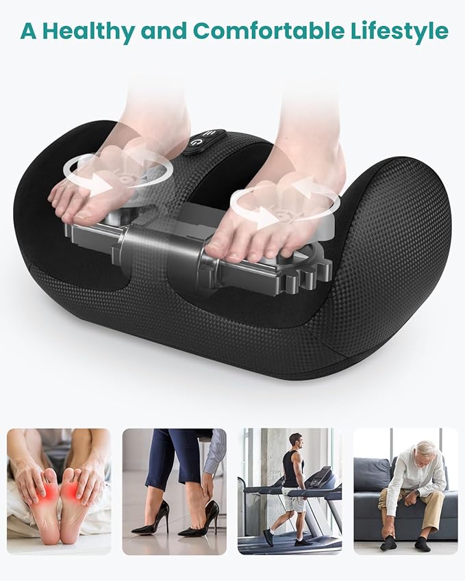 Nekteck Foot Massager with Heat & Foot Roller, Shiatsu Calf Leg Massager for Circulation and Neuropathy Pain Relief for Feet Care Home Office Gadgets Relaxing Massage Tools Gifts for Women Men Mom Dad - Bloomnest