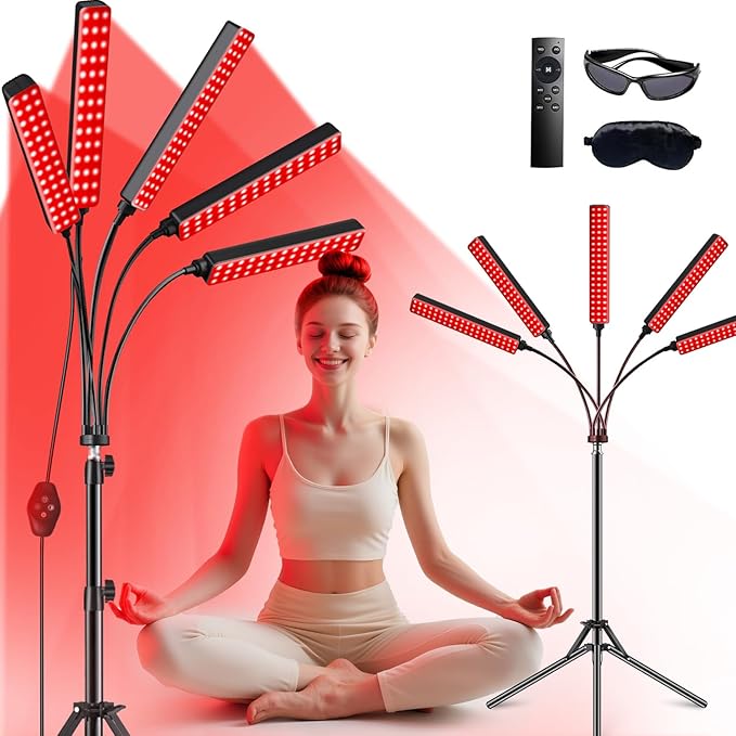 Red Light Therapy for Body Face Infrared Light Therapy for Body with 660nm & 850nm Near Infrared LED Red Light Therapy 5 Heads Light at Home Idea Gift for Women Wife Mom Sister Girlfriend (Black) FlaoAito
