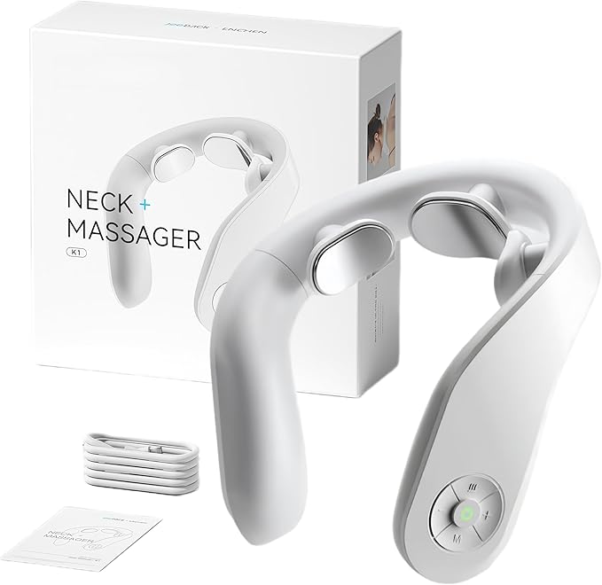 Neck Massager with Heat - Deep Tissue Pain Relief, Promote Muscle Relaxation, 3 Heat Settings, 4 Modes &15 intensities, Ergonomic Design, Gifts for Men Women