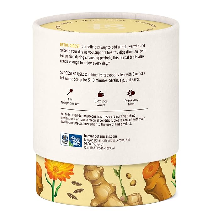 Banyan Botanicals Organic Detox Digest CCF Tea, 2 oz - Herbal Loose Leaf Tea with Turmeric & Ginger for Digestion & Cleansing - Non-GMO, Sustainably Sourced, Caffeine Free - Bloomnest