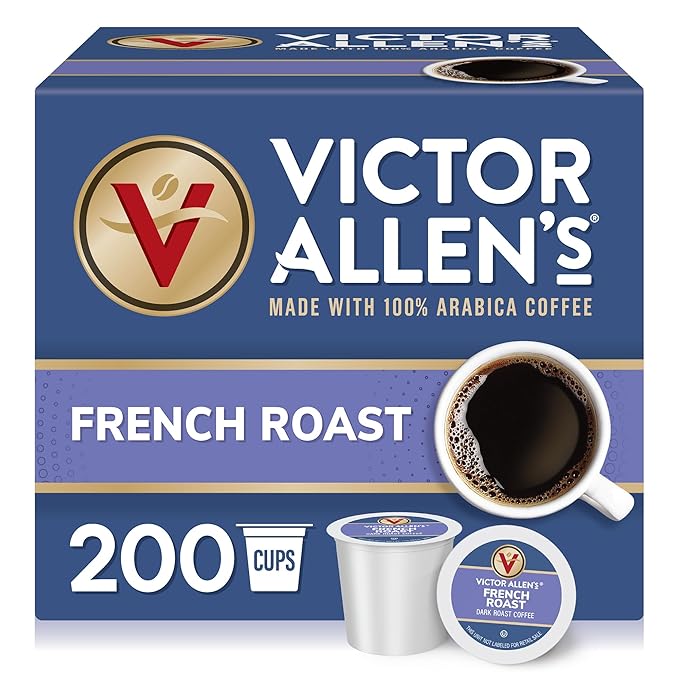 Victor Allen's Coffee French Roast, Dark Roast, 200 Count, Single Serve Coffee Pods for Keurig K-Cup Brewers - Bloomnest