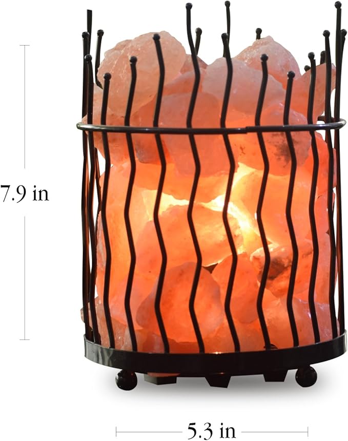 Himalayan Glow Pillar style Salt Basket Lamp with salt chunks, Himalayan Salt lamp with Touch Dimmer Control, Amber Glow, Idle for Home, Offices, and Dorm Decor - Bloomnest