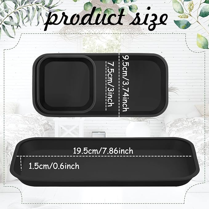 Wenqik 6 Pcs Silicone Bathroom Vanity Trays for Counter Multifunctional Bathroom Counter Tray Multipurpose Decorative Tray for Kitchen Desk Kitchen (Black)