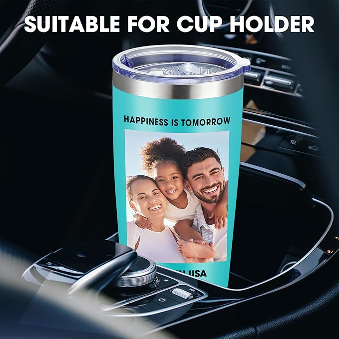 Personalized Custom Tumbler Print in USA 48 Pcs 20oz Stainless Steel Coffee Cup with Lid & Straw Double Wall Insulated Tumbler with Colorful Text Logo Photo - Bloomnest