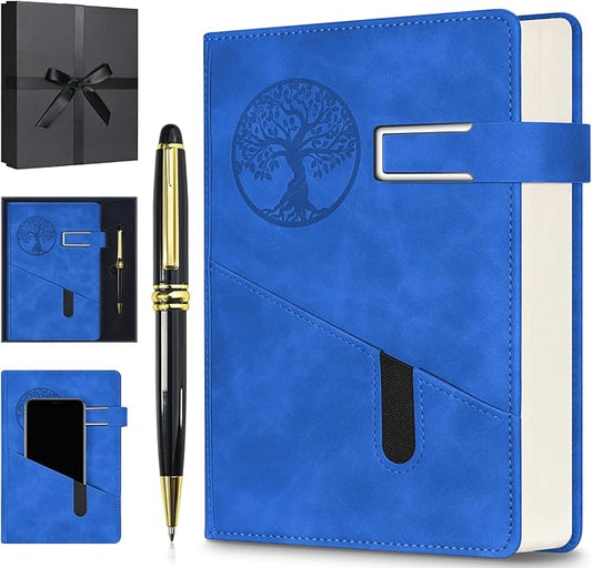 Lined Notebook Journal for Men Women, 365 Pages Numbered College Ruled Notebook, Hardcover Leather Journal with Pen & Gift Box, Thick Daily Diary, Professional Notebooks for Work, School, Business, A5 - Bloomnest