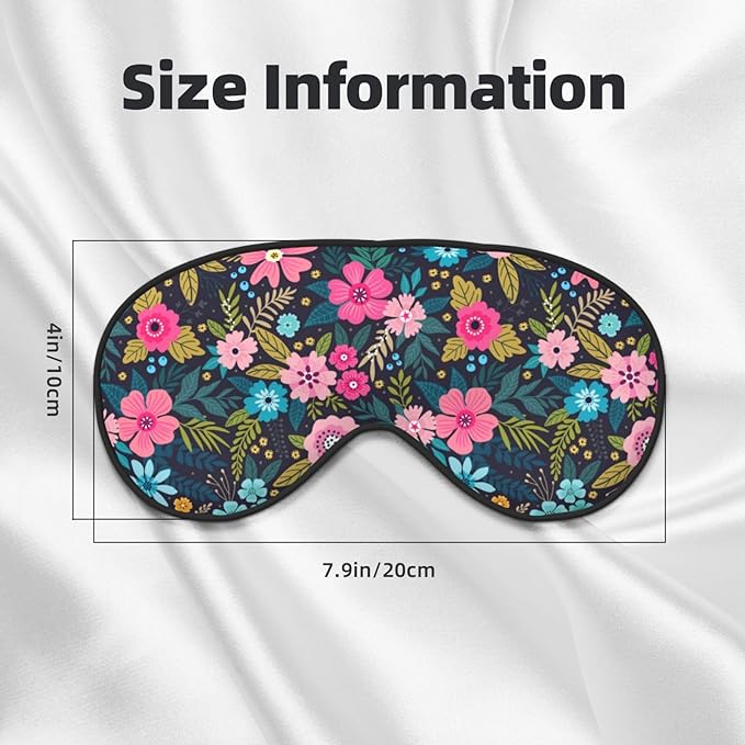 Sleep Eye Mask Colorful Floral and Leaves Sleep Mask for Women Men Comfortable Eye Mask with Adjustable Strap Soft Eye Cover Blindfold for Travel Yoga Nap Shift Work - Bloomnest