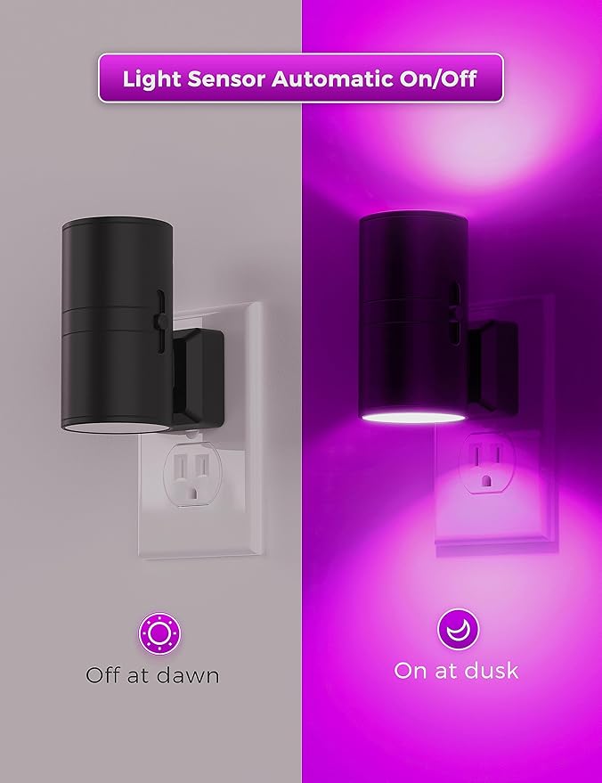 L LOHAS LED [2 Pack] Halloween Purple Night Light, Light Plug in with Sensor, Adjustable Brightness, Dimmable Lights Decorative for Christmas, Holiday, Home Decor, Party Bathroom - Bloomnest