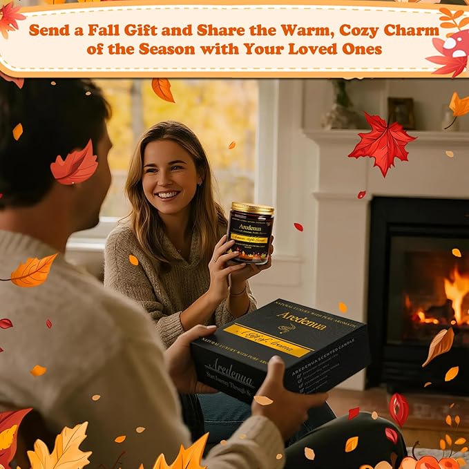Fall Candles Set | 4 Pack Autumn Scented Candles - Fall Candle Gifts for Women Men, Soy Candles for Home Scented - Autumn Scent of - Pumpkin/Cinnamon Apple/Harvest/Vanilla Cream - Bloomnest