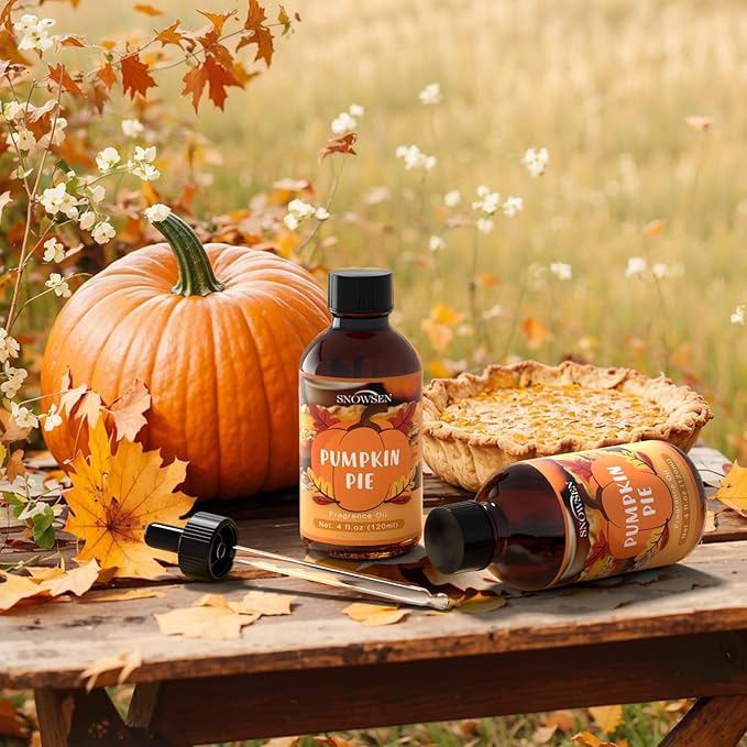 Pumpkin Pie Fragrance Oil 120ml, Autumn Essential Oil for Diffuser, Car Freshies, Long Lasting Fall Scent for Candle & Soap Making, Premium Grade with Dropper, 4 FL.OZ - Bloomnest