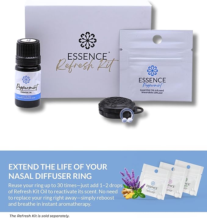 Essence Nasal Diffuser Ring Try-All Sample Pack - 20 Essential Oil Nose Ring Inhalers for Focus, Calm & Mood Support - Find Your Signature Wearable Aromatherapy Scent for Travel, Work & Self-Care - Bloomnest