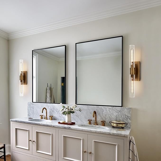 24.8" L Minimalist Style Wall Sconces 2-Lights Brass Wall Lights Fixtures Morden Cylinder Wall Light for Bathroom Vanity Light Indoor Wall Mounted Lamps for Living Room,Bedroom,Hallway - Bloomnest