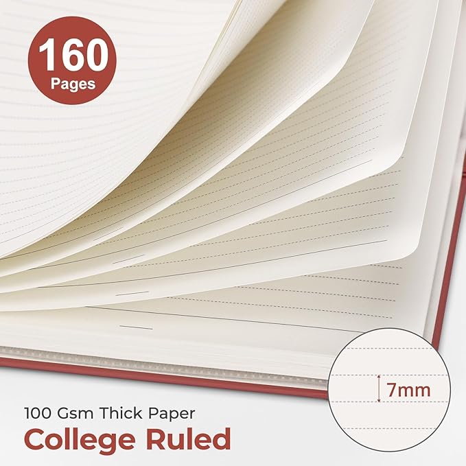 AHGXG Spiral Journal Notebook, 160 Lined Pages, A5 Medium Size (5.7'' x 8.3''), for Men & Women, Journaling, Writing, Work & Office, Hardcover, 100 GSM Thick Paper (Wine Red) - Bloomnest