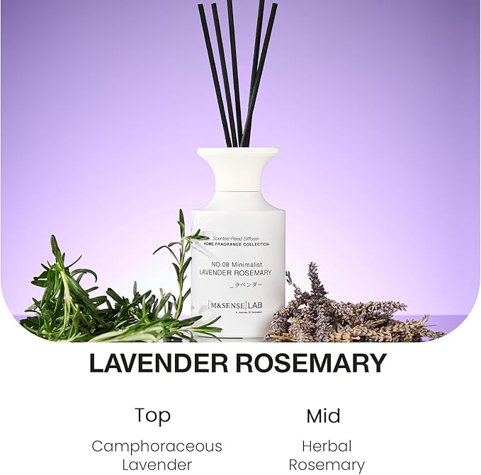 M&SENSE Reed Diffuser Set, 10.14 oz Non Toxic Reed Diffuser Lavender Rosemary Scented Home Fragrance Aromatherapy Diffuser for Bedroom Bathroom Office Home Decor Housewarming Gift